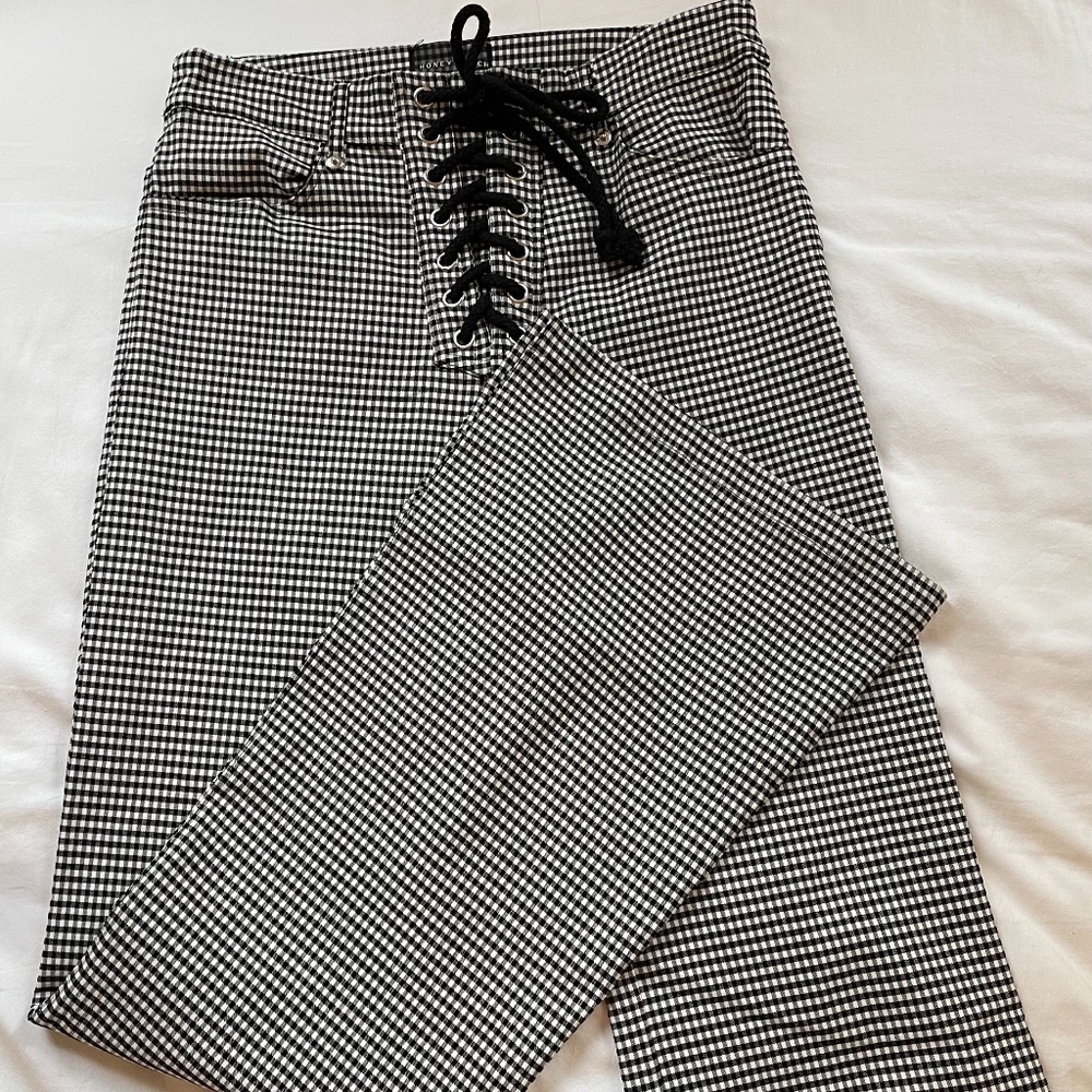 Checked High Waisted Bell Bottoms